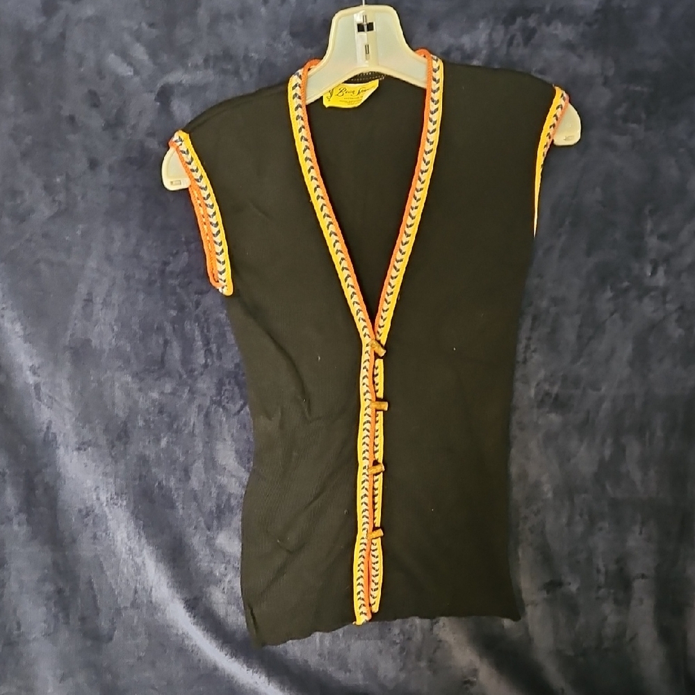 Vintage Black and Orange Women's Top